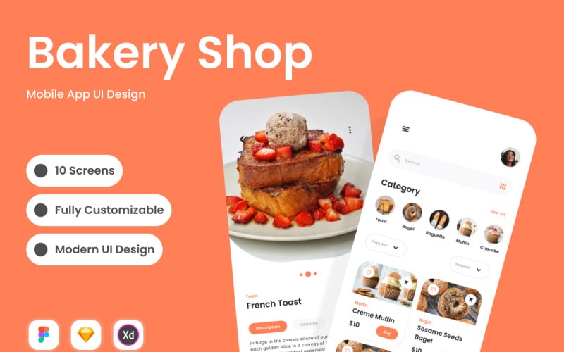 Artisan Crust - Bakery Shop Mobile App UI Element