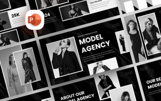 Black White Model Agency PowerPoint Template