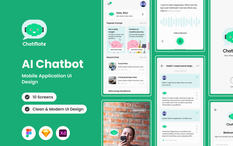 ChatMate - AI Chatbot Mobile App UI Element