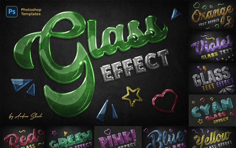 Glass Text Effects Photoshop Templates Illustration