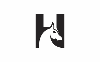 letter h line horse logo template