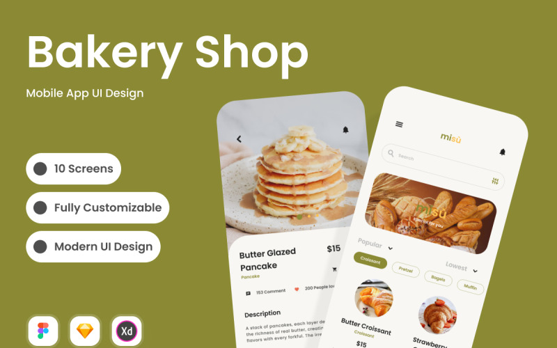 Misu - Bakery Shop Mobile App UI Element