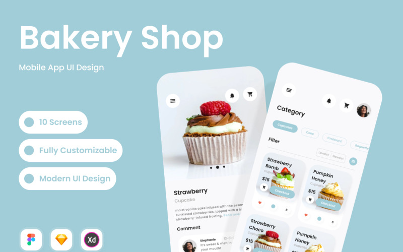OvenJoy - Bakery Shop Mobile App UI Element