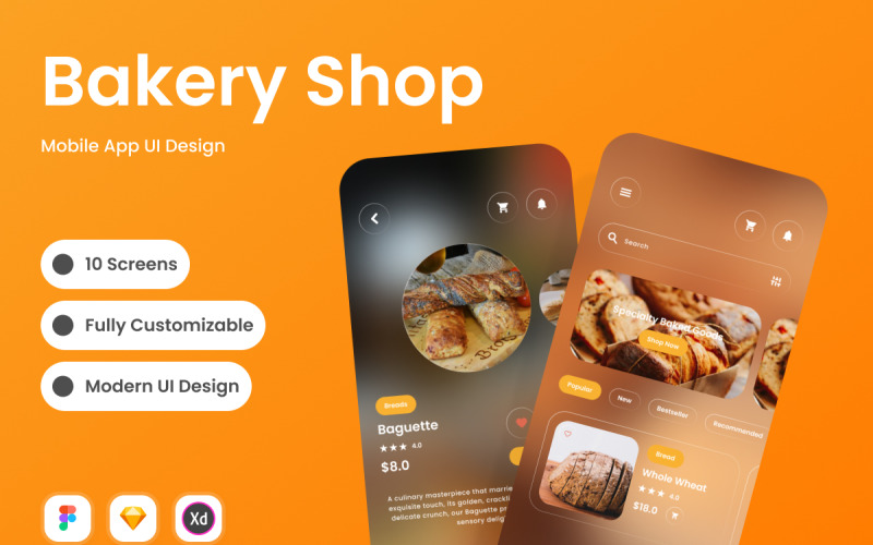 Patisserie - Bakery Shop Mobile App UI Element