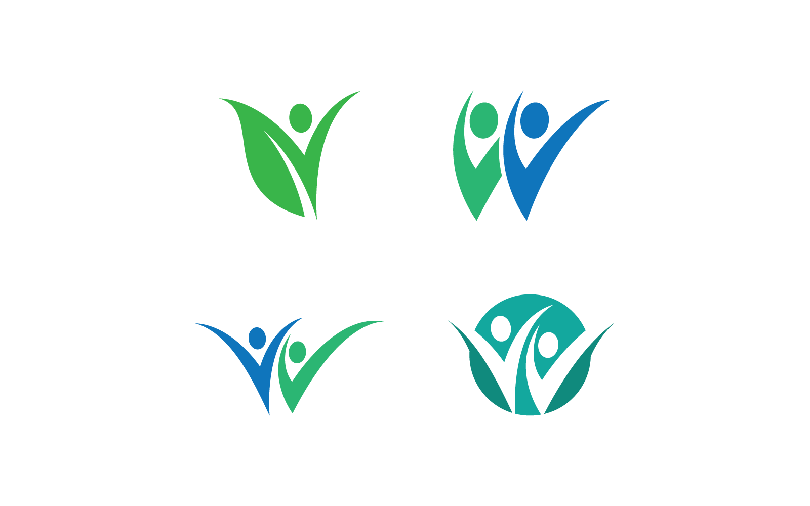 Design plano de modelo de logotipo de pessoas de vida saudável