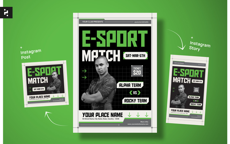 E-Sport Match Flyer Template Corporate Identity