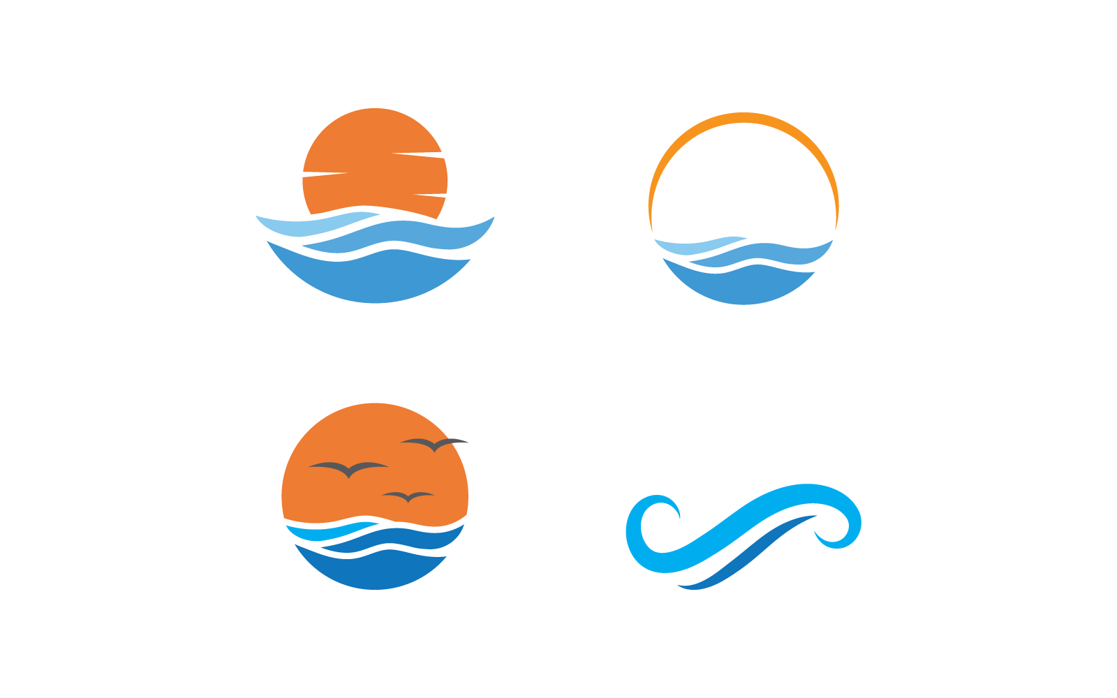Modelo de vetor de ícone de logotipo de onda de água