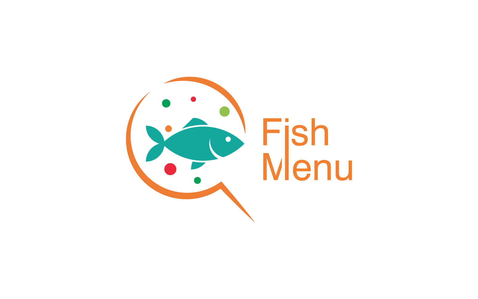 Rybí logo, rybí menu ilustrační vektorová šablona