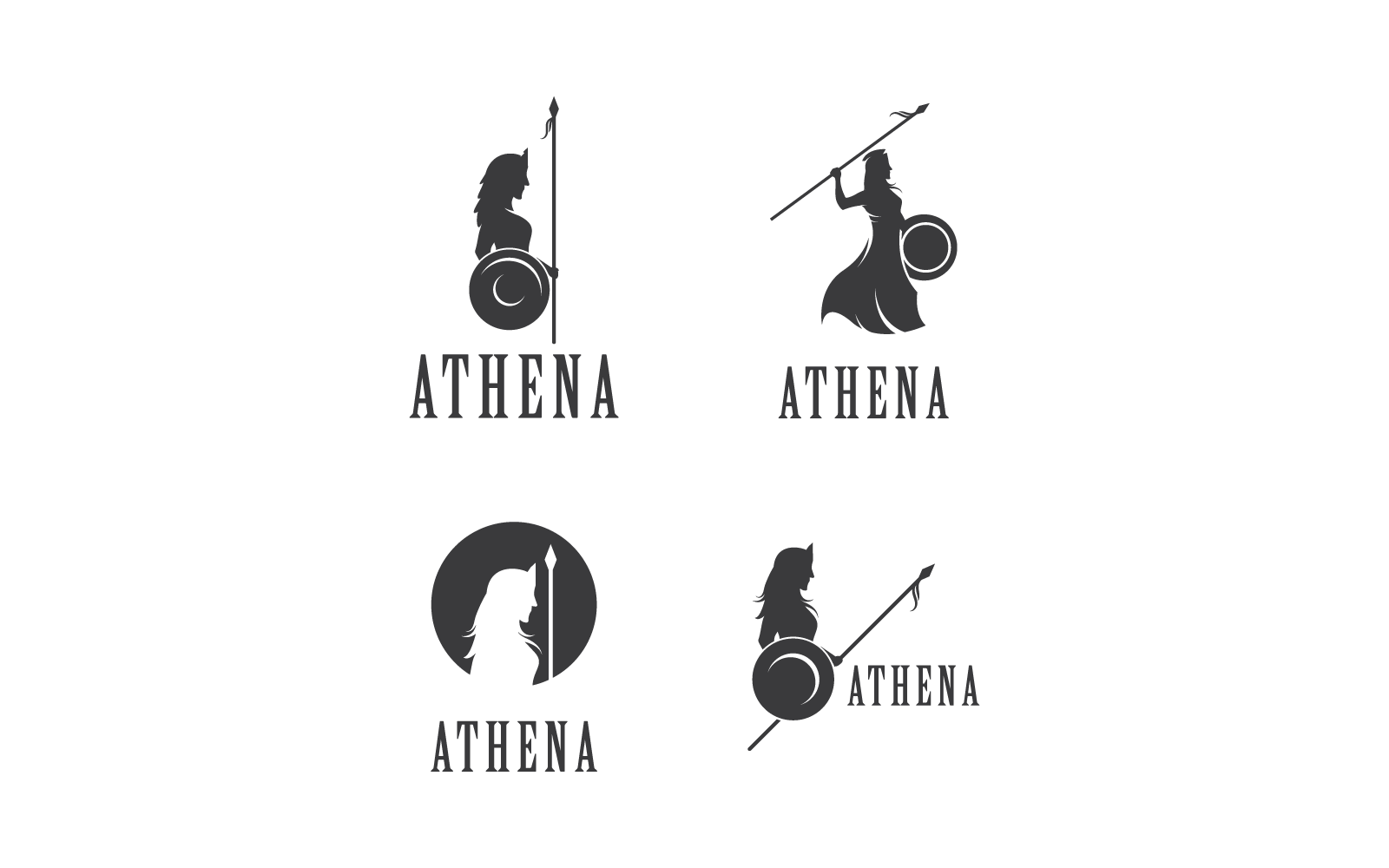 Silhouette des Athena-Symbol-Logo-Vektordesigns
