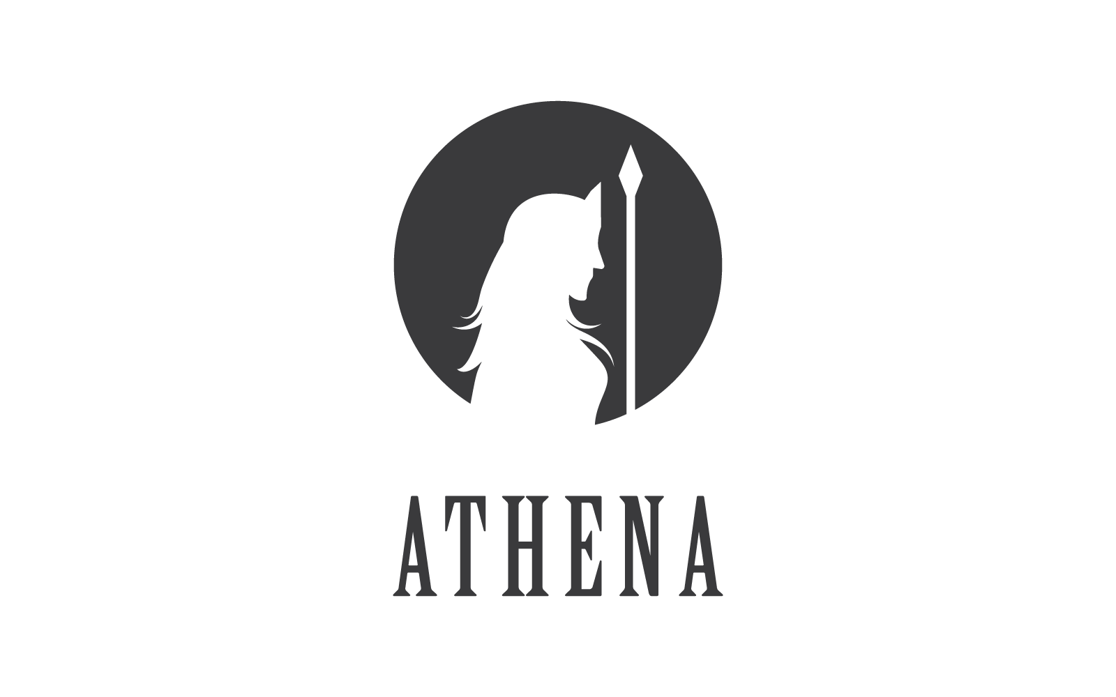 Silhouette of athena logo vector flat design