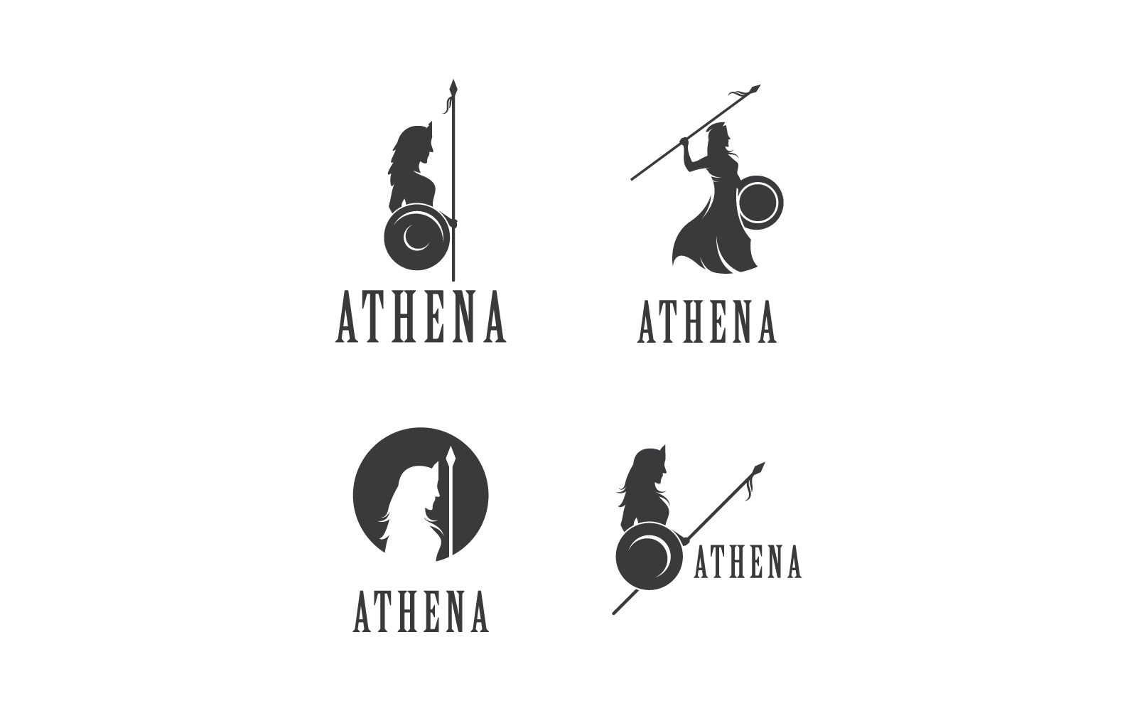 Silhueta do design do vetor do logotipo do ícone de Atenas