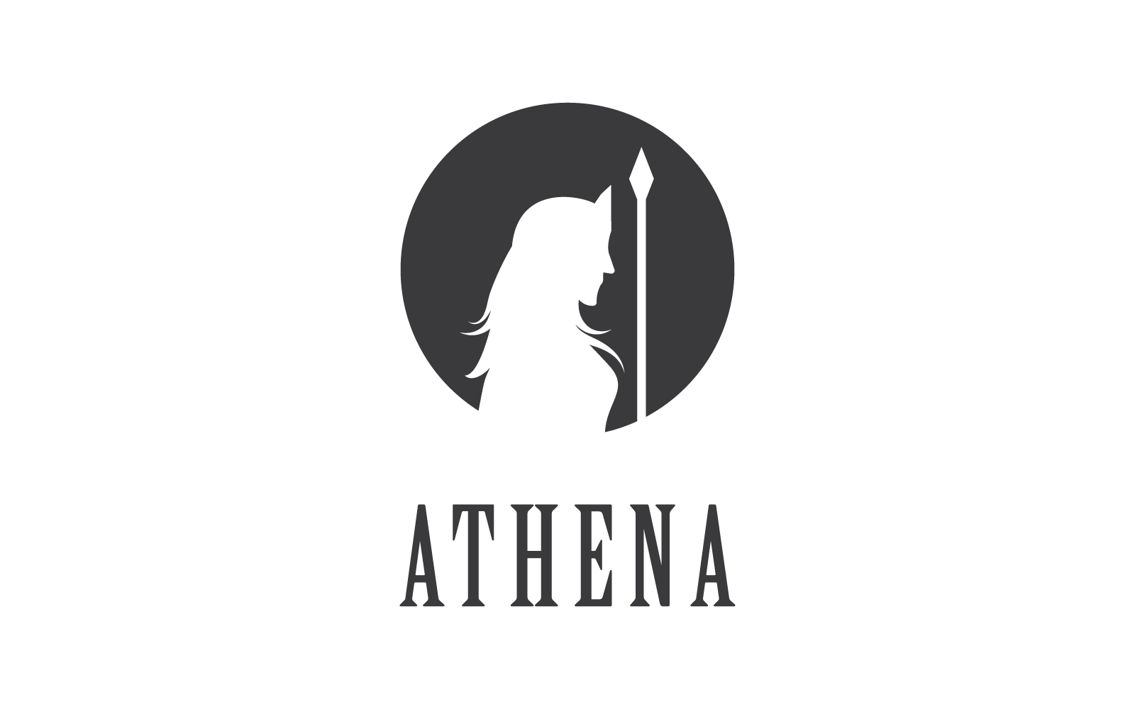 Silhuett av Athena logotyp vektor platt design