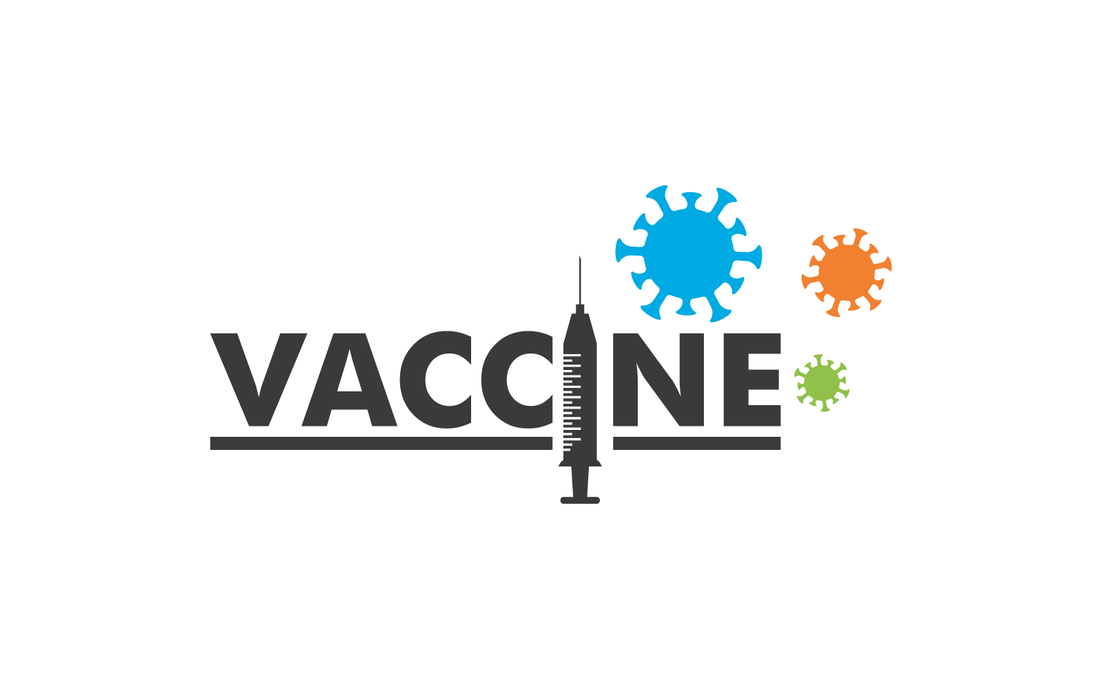Vaccin covid 19 logotyp vektor illustration platt design