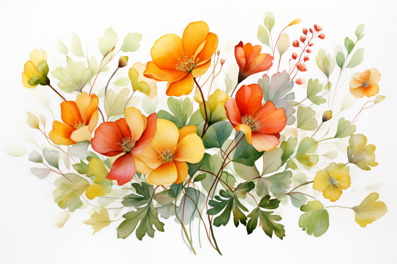 Watercolor Flowers Bouquets, illustration background 37
