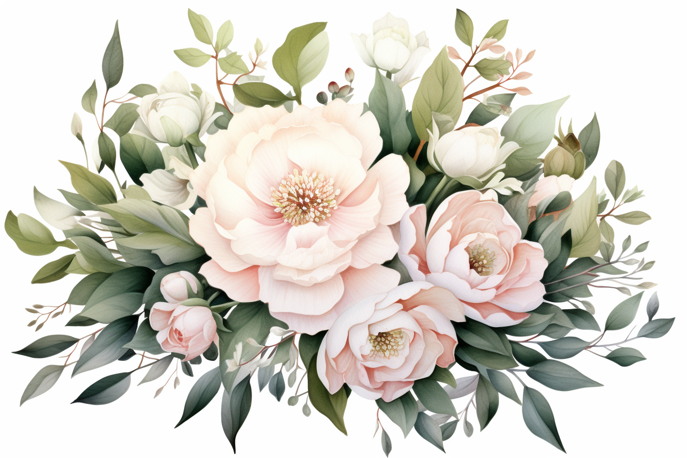 Watercolor Flowers Bouquets, illustration background 11