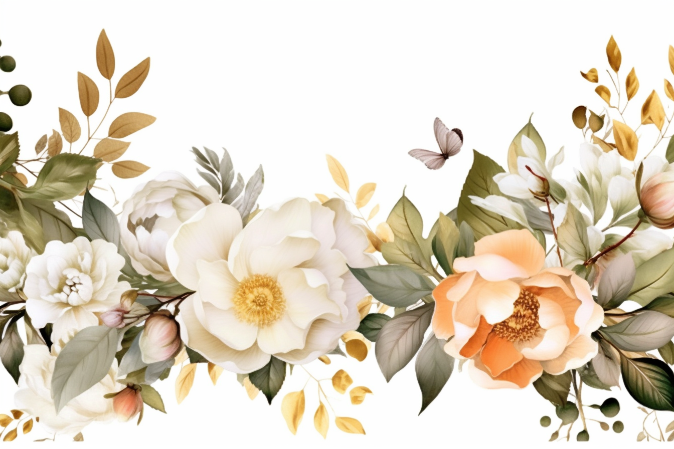 Watercolor Flowers Bouquets, illustration background 49