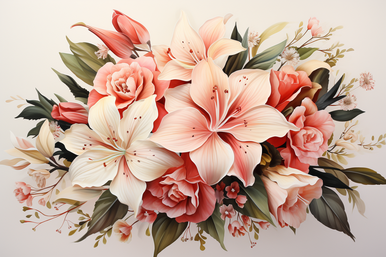 Watercolor Flowers Bouquets, illustration background 78