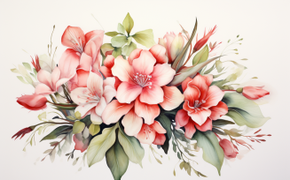 Watercolor Flowers Bouquets, illustration background 01