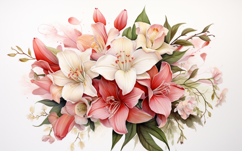 Watercolor Flowers Bouquets, illustration background 03 Illustration