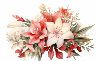 Watercolor Flowers Bouquets, illustration background 04