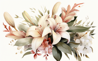 Watercolor Flowers Bouquets, illustration background 08