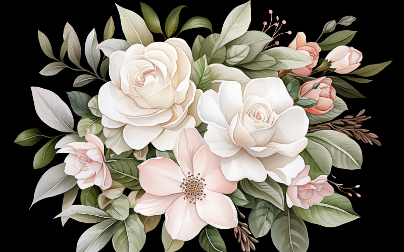 Watercolor Flowers Bouquets, illustration background 10 Illustration