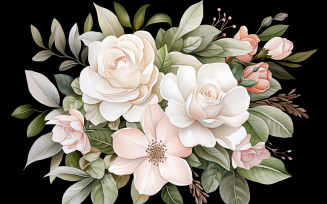Watercolor Flowers Bouquets, illustration background 10
