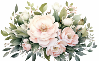 Watercolor Flowers Bouquets, illustration background 11