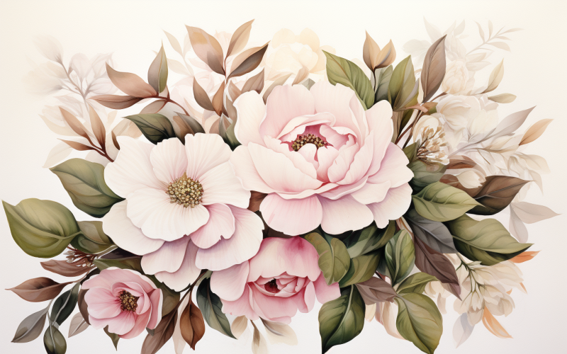 Watercolor Flowers Bouquets, illustration background 12 Illustration