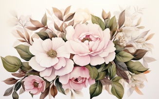 Watercolor Flowers Bouquets, illustration background 12