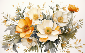 Watercolor Flowers Bouquets, illustration background 15