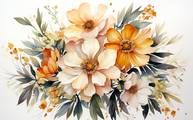 Watercolor Flowers Bouquets, illustration background 16 Illustration