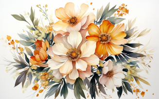Watercolor Flowers Bouquets, illustration background 16