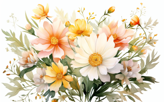 Watercolor Flowers Bouquets, illustration background 17