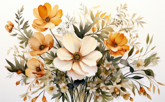 Watercolor Flowers Bouquets, illustration background 21