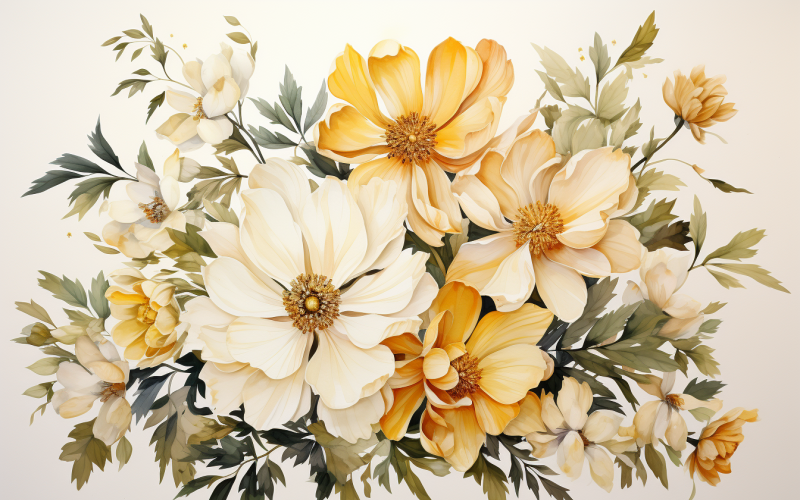 Watercolor Flowers Bouquets, illustration background 22 Illustration
