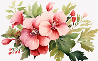 Watercolor Flowers Bouquets, illustration background 23