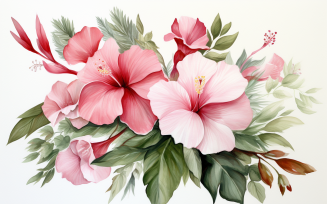 Watercolor Flowers Bouquets, illustration background 25