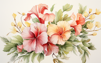 Watercolor Flowers Bouquets, illustration background 26
