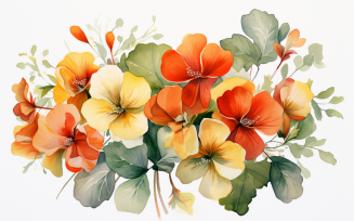 Watercolor Flowers Bouquets, illustration background 35