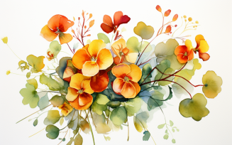 Watercolor Flowers Bouquets, illustration background 36