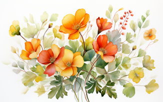 Watercolor Flowers Bouquets, illustration background 37