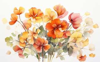Watercolor Flowers Bouquets, illustration background 38
