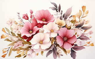 Watercolor Flowers Bouquets, illustration background 39