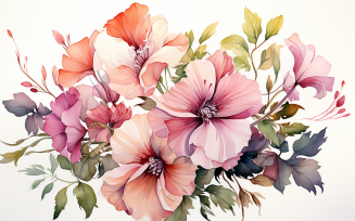 Watercolor Flowers Bouquets, illustration background 40