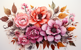 Watercolor Flowers Bouquets, illustration background 41