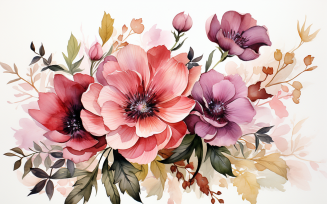 Watercolor Flowers Bouquets, illustration background 42