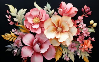 Watercolor Flowers Bouquets, illustration background 43