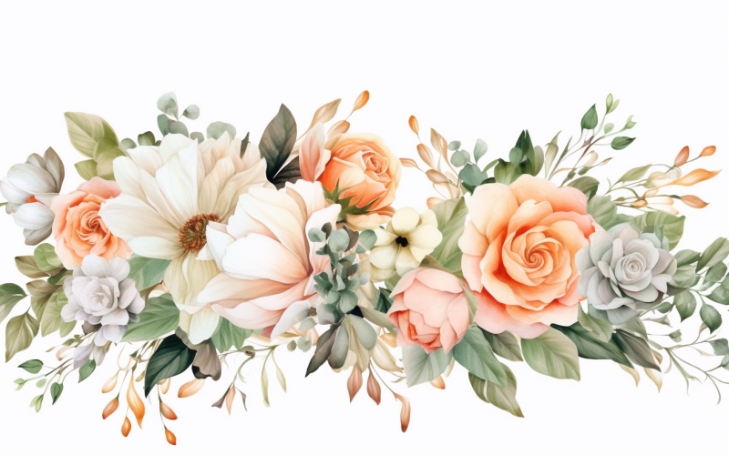Watercolor Flowers Bouquets, illustration background 48 Illustration