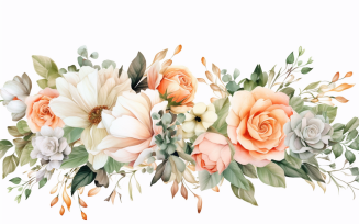 Watercolor Flowers Bouquets, illustration background 48